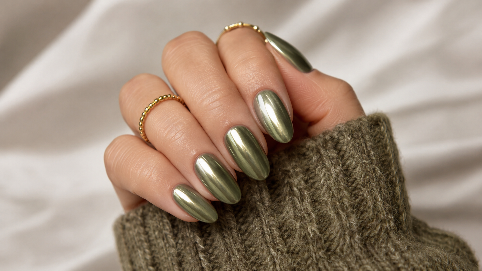 Olive Chrome Almond Nails September Nail Ideas 2026